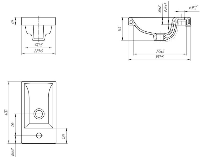 Мебельная раковина Cersanit Como 40см белый 00000005106